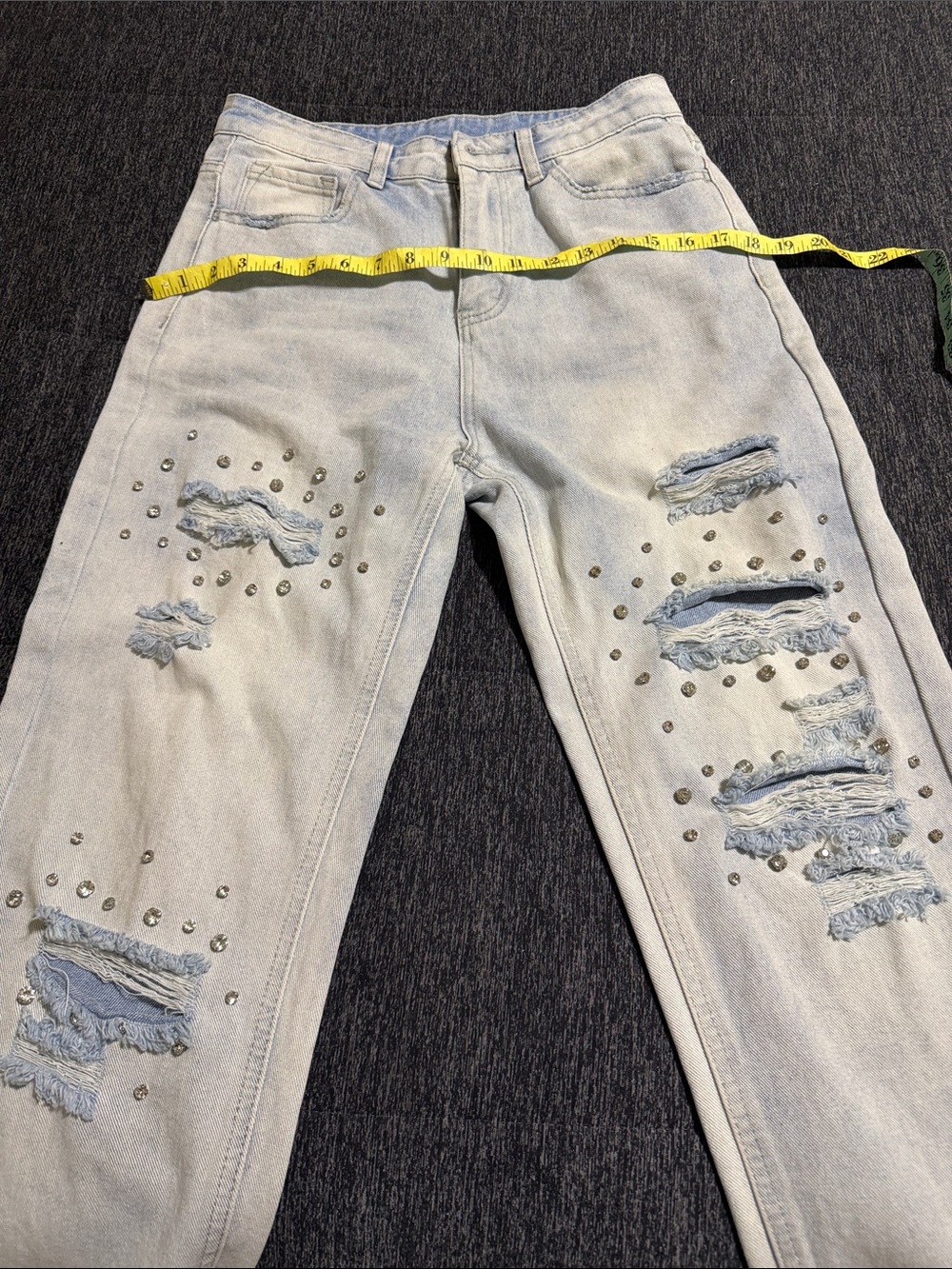 Bluebella Light Blue Distressed Boyfriend Jeans with Stud Accents